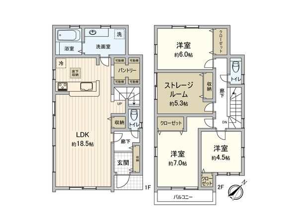 南区別所中里台 新築戸建 5号棟 間取図(平面図) 南区別所中里台 新築戸建 5号棟 間取図(平面図)