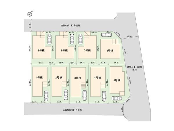 南区別所中里台 新築戸建 6号棟 全体区画図 南区別所中里台 新築戸建 6号棟 全体区画図