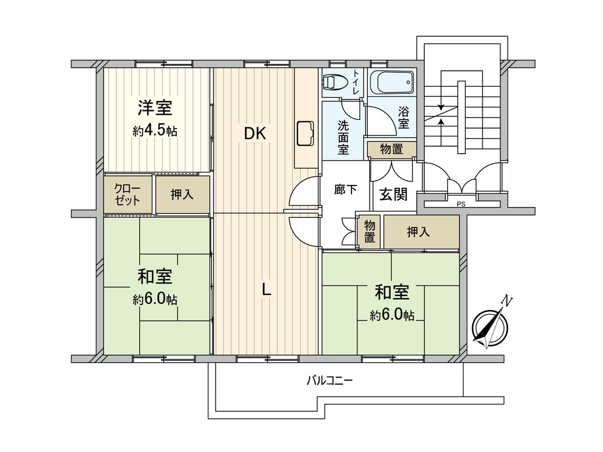 六ツ川台団地 2-8号棟 間取図(平面図) 間取図(平面図)