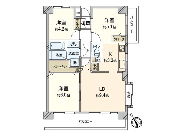 上大岡北パークホームズ 壱番館 間取図(平面図) 間取図(平面図)