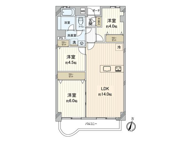 上大岡ハイツ B棟 間取図(平面図) 間取図(平面図)