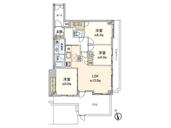 コスモ磯子ルヴェール 間取図(平面図)