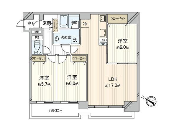 ワコーレ横浜蒔田Ⅱ 間取図(平面図)