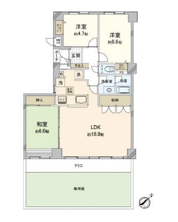 ロイヤルヒルズ上大岡 2号棟 間取図(平面図) ロイヤルヒルズ上大岡 2号棟 間取図(平面図)