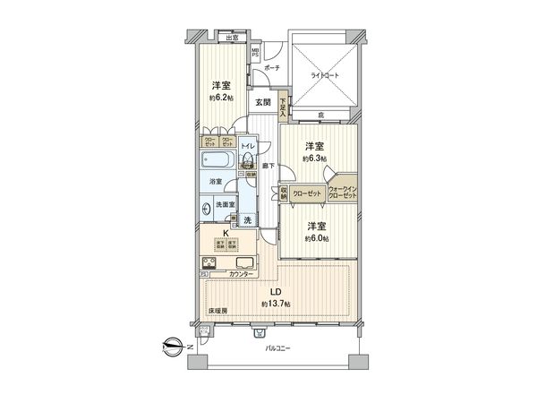 クリオ上大岡西壱番館 間取図(平面図) クリオ上大岡西壱番館 間取図(平面図)