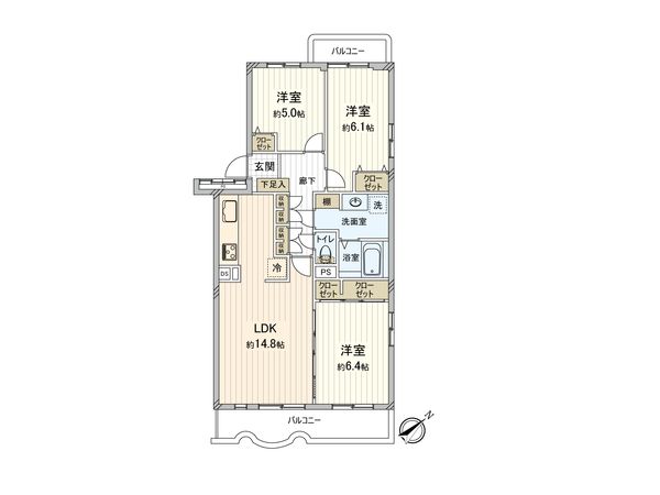 磯子レインボーハイツ 6-3号棟 間取図(平面図) 磯子レインボーハイツ 6-3号棟 間取図(平面図)