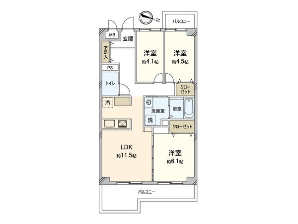 ヒルズ横浜南ガーデニア 5号棟 間取図(平面図) ヒルズ横浜南ガーデニア 5号棟 間取図(平面図)