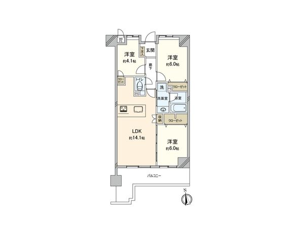 ライオンズガーデン横浜蒔田 間取図(平面図)