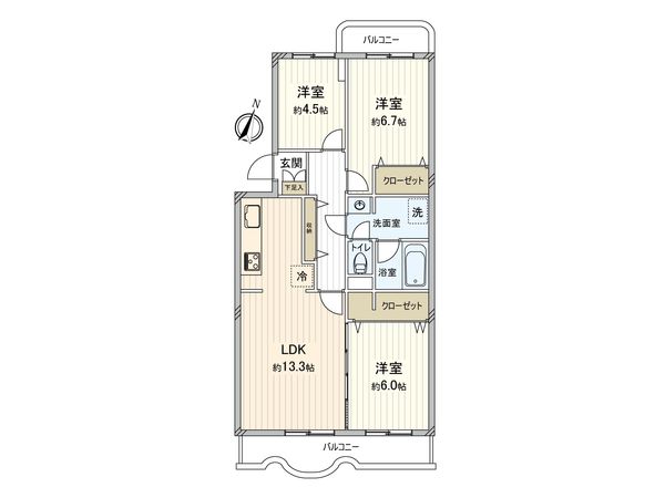 磯子レインボーハイツ 3-1号棟 間取図(平面図) 磯子レインボーハイツ 3-1号棟 間取図(平面図)