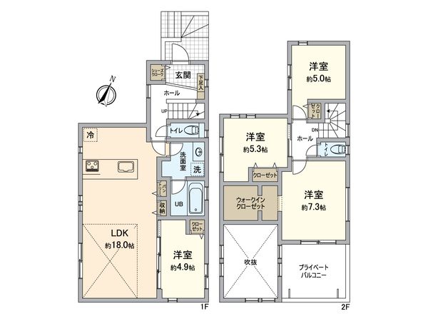 金沢区富岡西4丁目新築戸建 1号棟 間取図(平面図)