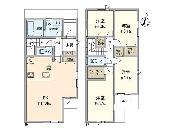 金沢区六浦3丁目 新築戸建 2号棟 間取図(平面図)
