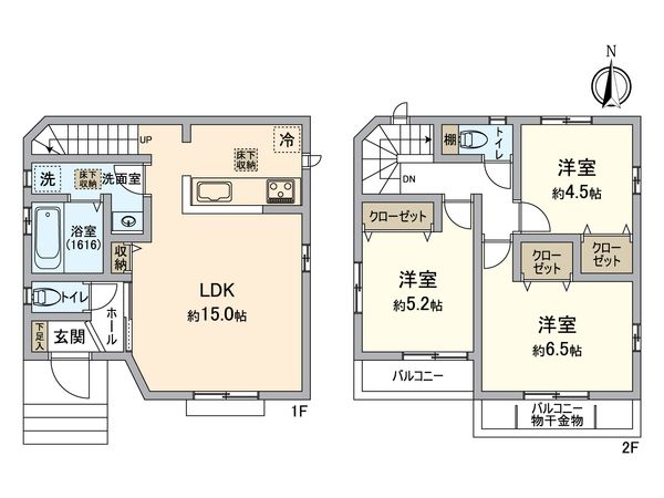 岩戸4丁目 新築戸建 B号棟 間取図(平面図) 岩戸4丁目 新築戸建 B号棟 間取図(平面図)