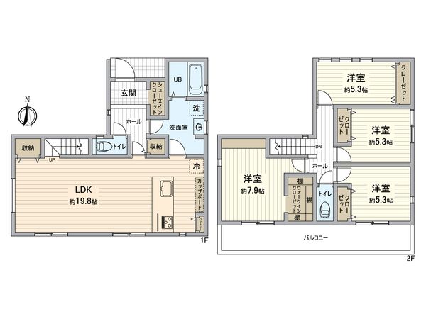 釜利谷南4丁目新築戸建 1号棟 間取図(平面図) 釜利谷南4丁目新築戸建 1号棟 間取図(平面図)
