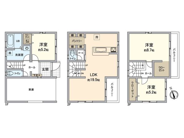 金沢区六浦東1丁目新築戸建 2号棟 間取図(平面図) 金沢区六浦東1丁目新築戸建 2号棟 間取図(平面図)