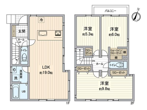 金沢区釜利谷南2丁目新築戸建 1号棟 間取図(平面図) 金沢区釜利谷南2丁目新築戸建 1号棟 間取図(平面図)