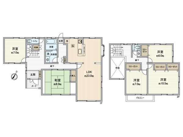 横須賀市湘南鷹取5丁目 戸建 間取図(平面図)