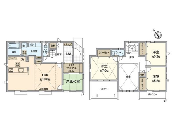 金沢区釜利谷東6丁目新築戸建 1号棟 間取図(平面図) 金沢区釜利谷東6丁目新築戸建 1号棟 間取図(平面図)