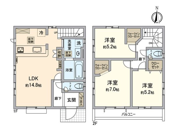 岩戸4丁目 新築戸建 2号棟 間取図(平面図) 岩戸4丁目 新築戸建 2号棟 間取図(平面図)
