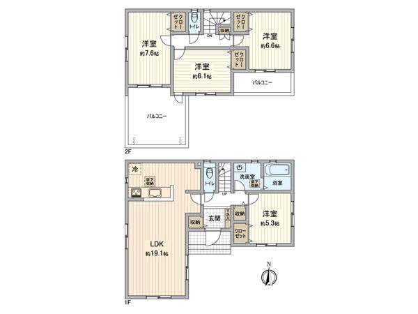金沢区高舟台1丁目新築戸建 1号棟 間取図(平面図) 金沢区高舟台1丁目新築戸建 1号棟 間取図(平面図)