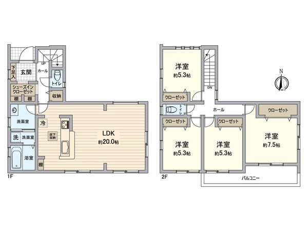 金沢区高舟台2丁目新築戸建 1号棟 間取図(平面図)