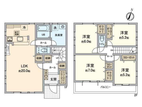 金沢区富岡西3丁目新築戸建 1号棟 間取図(平面図)