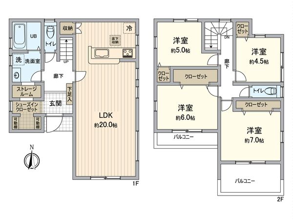 金沢区高舟台2丁目新築戸建 1号棟 間取図(平面図) 金沢区高舟台2丁目新築戸建 1号棟 間取図(平面図)