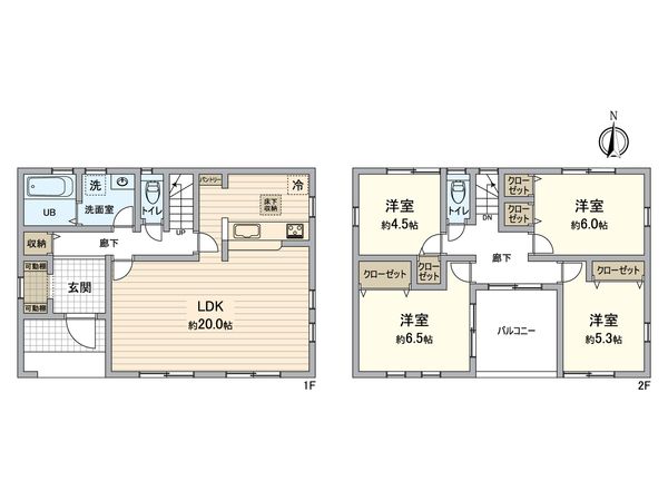 金沢区高舟台2丁目新築戸建 2号棟 間取図(平面図) 金沢区高舟台2丁目新築戸建 2号棟 間取図(平面図)