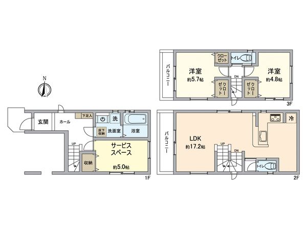 金沢区釜利谷東1丁目新築戸建 1号棟 間取図(平面図) 金沢区釜利谷東1丁目新築戸建 1号棟 間取図(平面図)