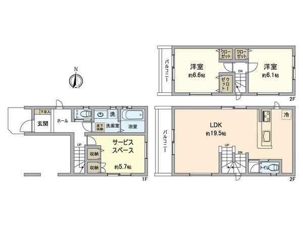 金沢区釜利谷東1丁目新築戸建 2号棟 間取図(平面図) 金沢区釜利谷東1丁目新築戸建 2号棟 間取図(平面図)
