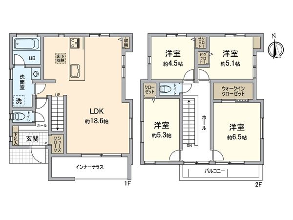 金沢区釜利谷西1丁目新築戸建 1号棟 間取図(平面図)