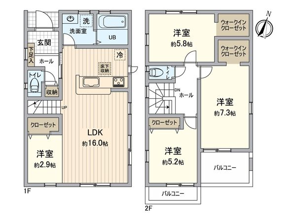 金沢区釜利谷西3丁目新築戸建 1号棟 間取図(平面図)