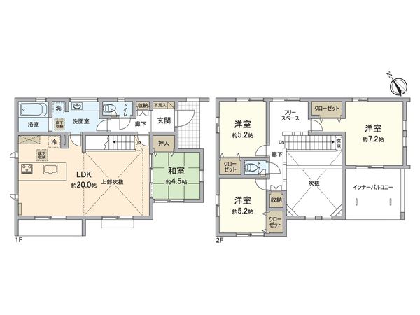 磯子区杉田8丁目新築戸建 1号棟 間取図(平面図) 間取図(平面図)