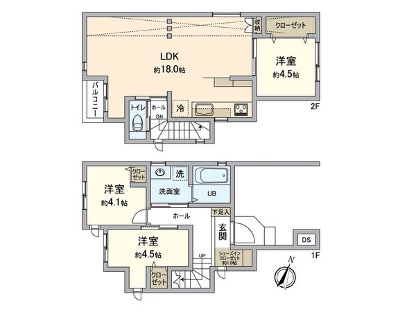 金沢区六浦3丁目新築戸建 1号棟 間取図(平面図) 間取図(平面図)