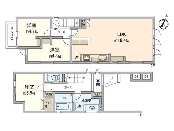 金沢区六浦3丁目新築戸建 2号棟 間取図(平面図) 間取図(平面図)