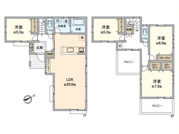 金沢区富岡西1丁目 新築戸建 A棟 間取図(平面図)