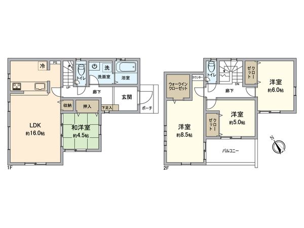 磯子区杉田8丁目新築戸建 1号棟 間取図(平面図)