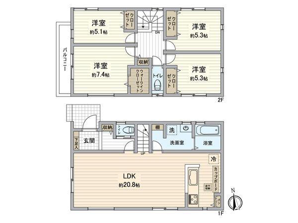 金沢区富岡西2丁目(新築1号棟) 間取図(平面図) 金沢区富岡西2丁目(新築1号棟) 間取図(平面図)