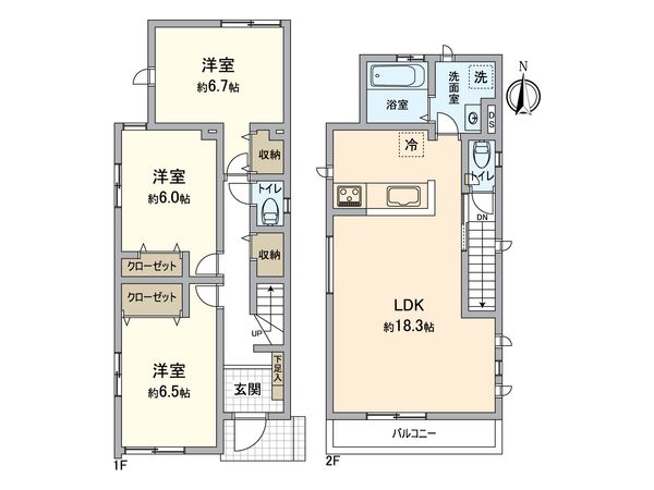 金沢区谷津町(新築2号棟) 間取図(平面図) 金沢区谷津町(新築2号棟) 間取図(平面図)
