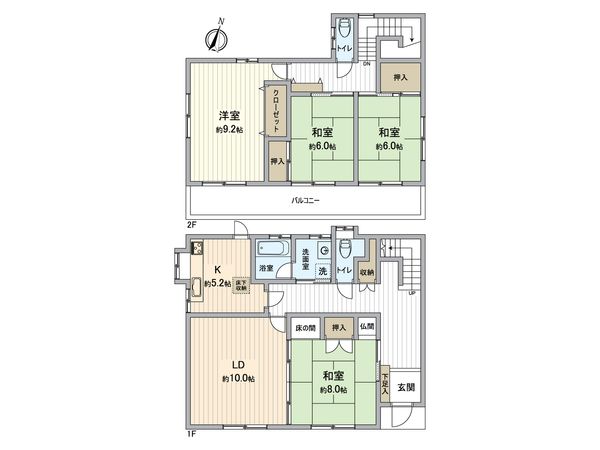 磯子区杉田9丁目(戸建) 間取図(平面図) 磯子区杉田9丁目(戸建) 間取図(平面図)