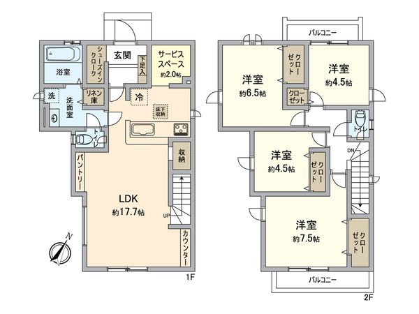 金沢区釜利谷東6丁目(新築1号棟) 間取図(平面図) 金沢区釜利谷東6丁目(新築1号棟) 間取図(平面図)