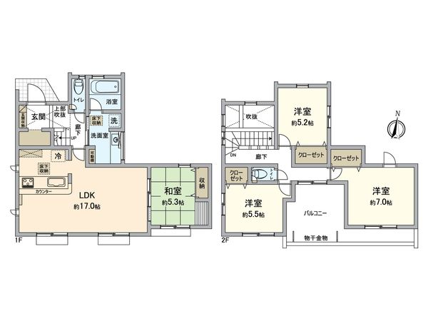 金沢区片吹(新築1号棟) 間取図(平面図) 金沢区片吹(新築1号棟) 間取図(平面図)