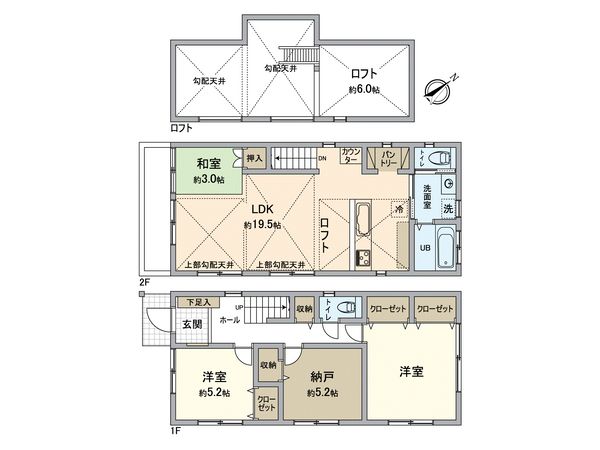 金沢区釜利谷東6丁目(戸建) 間取図(平面図) 金沢区釜利谷東6丁目(戸建) 間取図(平面図)