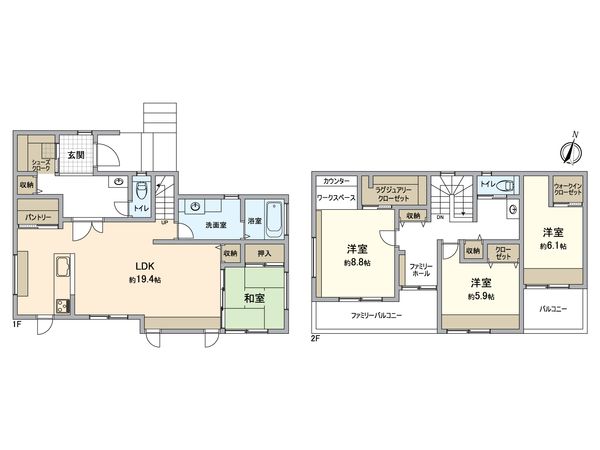 釜利谷南3丁目 新築戸建 間取図(平面図) 釜利谷南3丁目 新築戸建 間取図(平面図)