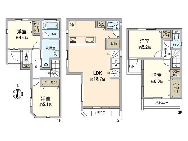 金沢区六浦東1丁目新築戸建 2号棟 間取図(平面図) 金沢区六浦東1丁目新築戸建 2号棟 間取図(平面図)