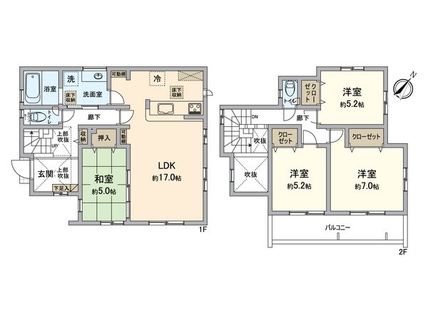 金沢区釜利谷西3丁目新築戸建 1号棟 間取図(平面図) 金沢区釜利谷西3丁目新築戸建 1号棟 間取図(平面図)