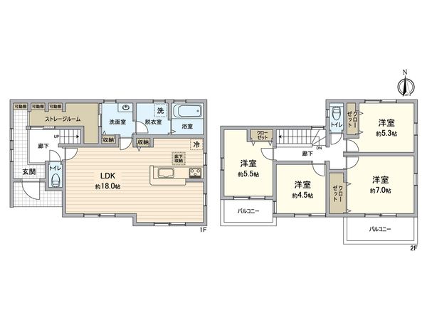 金沢区高舟台2丁目 新築戸建 1号棟 間取図(平面図) 金沢区高舟台2丁目 新築戸建 1号棟 間取図(平面図)