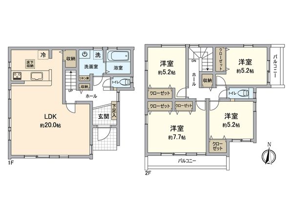 金沢区富岡西1丁目新築戸建 1号棟 間取図(平面図) 金沢区富岡西1丁目新築戸建 1号棟 間取図(平面図)