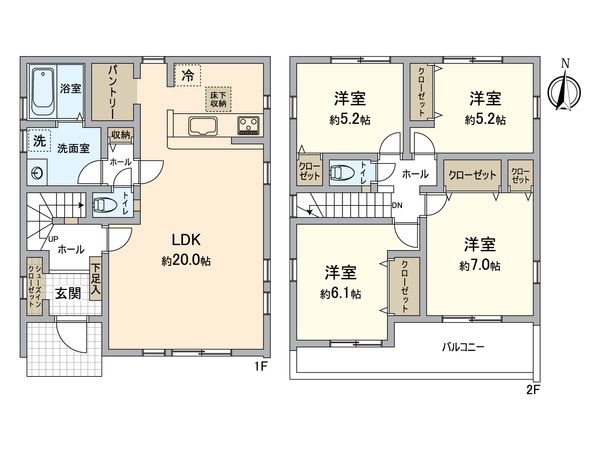 金沢区富岡西1丁目新築戸建 2号棟 間取図(平面図) 金沢区富岡西1丁目新築戸建 2号棟 間取図(平面図)