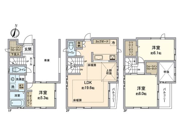 金沢区町屋町 新築戸建 A号棟 間取図(平面図) 金沢区町屋町 新築戸建 A号棟 間取図(平面図)