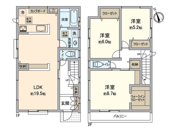 高舟台2丁目新築戸建 D号棟 間取図(平面図) 高舟台2丁目新築戸建 D号棟 間取図(平面図)